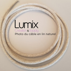 Lampe baladeuse E27 câble textile lin neutre naturel, douille thermoplastique avec interrupteur intégré