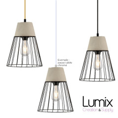 Suspension abat-jour cage métal et béton - Luminaire personnalisable