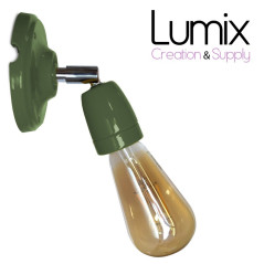 Lampe applique murale orientable en porcelaine verte et métal chromé