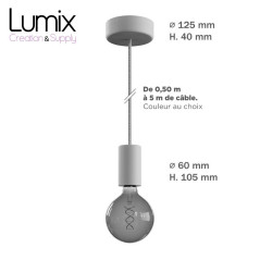 Lampe en suspension pour l'extérieur - Luminaire sur-mesure étanche IP65 - Porte-Douille lisse en silicone