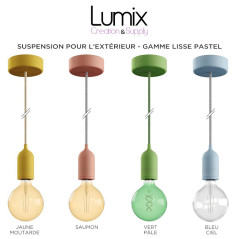 Luminaire Suspension sur-mesure étanche IP65 - Porte-Douille lisse Pastel silicone