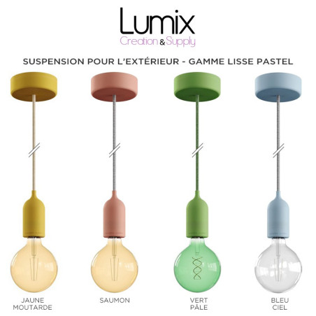 Luminaire Suspension sur-mesure étanche IP65 - Porte-Douille lisse Pastel silicone
