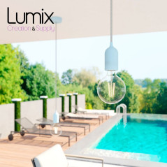 Lampe en suspension pour l'extérieur - Luminaire sur-mesure étanche IP65 - Porte-Douille lisse Pastel en silicone