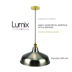Suspension abat-jour métal martelé style Bistrot métal - modèle couleur métal