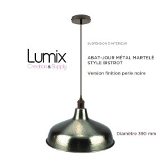 Suspension abat-jour métal martelé style Bistrot métal - modèle couleur métal style bronze