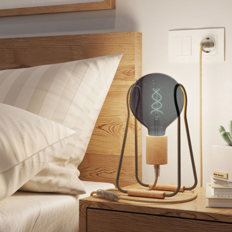 Lampe à poser Alesio - Ampoule globe G125 Smoky 220 Volts-E27