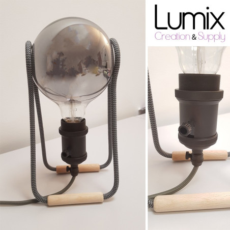 Lampe à poser Alesio - Ampoule globe G125 Smoky 220 Volts-E27