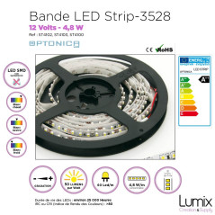 Bande LED 3528 SMD - 12V/4,8 W - Non Waterproof