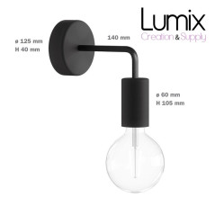 Applique murale étanche IP65 - lampe fixe - Noir