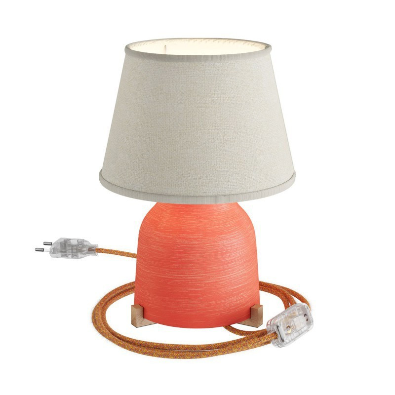 Lampe à poser COPPA CORAIL forme vase en céramique avec abat-jour tissu Impero Lampe à poser COPPA CORAIL forme vase en céramique avec abat-jour tissu Impero