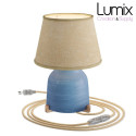 Lampe à poser COPPA BLEU COBALT forme vase en céramique avec abat-jour Impero