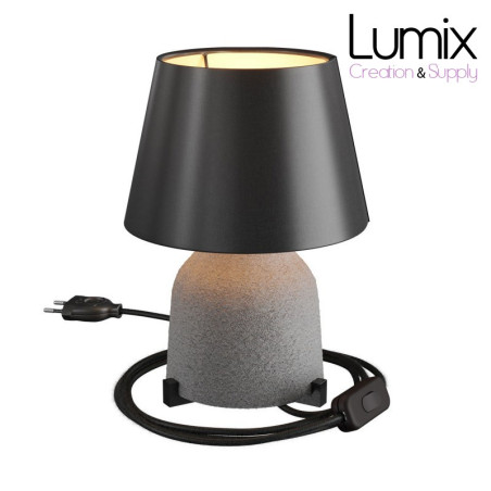 Lampe à poser COPPA EFFET CIMENT forme vase en céramique avec abat-jour Impero