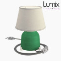 Lampe à poser COPPA VERT FEUILLE  forme vase en céramique avec abat-jour tissu Impero