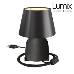 Lampe à poser COPPA EFFET TABLEAU NOIR forme vase en céramique avec abat-jour Impero tissu noir