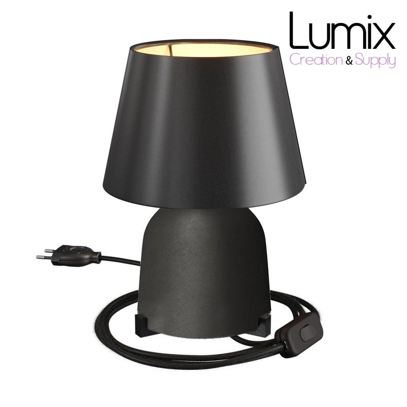 Lampe à poser COPPA EFFET TABLEAU NOIR forme vase en céramique avec abat-jour Impero tissu noir Lampe à poser COPPA EFFET TABLEAU NOIR forme vase en céramique avec abat-jour Impero tissu noir