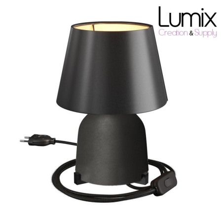 Lampe à poser COPPA EFFET TABLEAU NOIR forme vase en céramique avec abat-jour Impero tissu noir