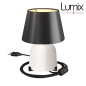 Lampe à poser COPPA BLANC forme vase en céramique avec abat-jour Impero tissu noir