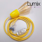 Lampe à suspendre type lampe baladeuse déco avec douille porcelaine jaune Lampe à suspendre type lampe baladeuse déco avec douille porcelaine jaune