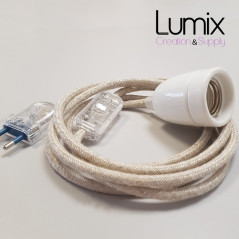 Lampe à suspendre type lampe baladeuse déco avec douille porcelaine blanche
