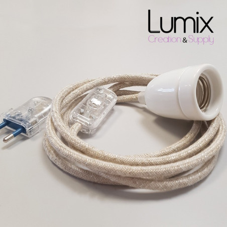 Lampe à suspendre type lampe baladeuse déco avec douille porcelaine blanche