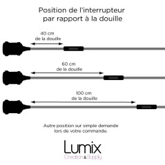 Lampe à suspendre type lampe baladeuse déco avec douille porcelaine grise