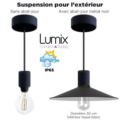 Suspension IP65 Graphite sans abat-jour