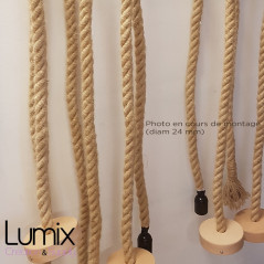 Suspension simple grosse corde en jute diamètre 24 mm - douille E27 Bakélite
