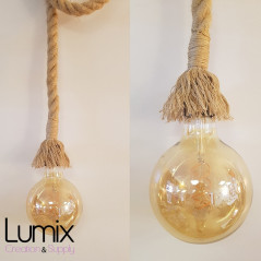 Suspension simple grosse corde en jute diamètre 24 mm - douille E27 Bakélite