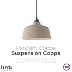 Suspension céramique COPPA forme cloche en céramique Gris Tourterelle fait main
