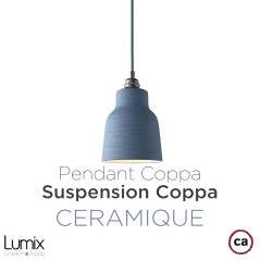 Suspension céramique forme vase en finition Bleu de Cobalt