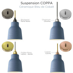 Suspension COPPA forme vase en céramique finition Bleu de Cobalt