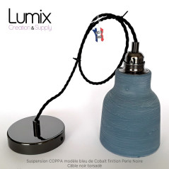 Suspension COPPA forme vase en céramique finition Bleu de Cobalt