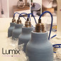 Suspension céramique forme vase en finition Bleu de Cobalt
