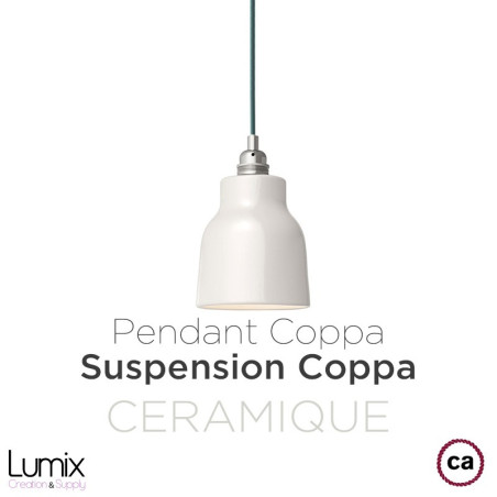 Suspension COPPA forme vase en céramique blanche