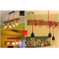 Poutre lumineuse bois de chêne massif 6 lampes douilles porcelaines noires 220V - environ 100 cm de long sur 7 x 7cm Poutre lumineuse bois de chêne massif 6 lampes douilles porcelaines noires 220V - environ 100 cm de long sur 7 x 7cm