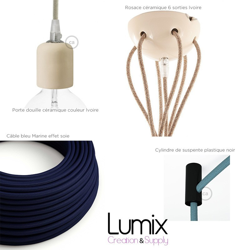 COMMANDE PRIVÉE : Suspension multiple Octopus 6 céramique couleur ivoire