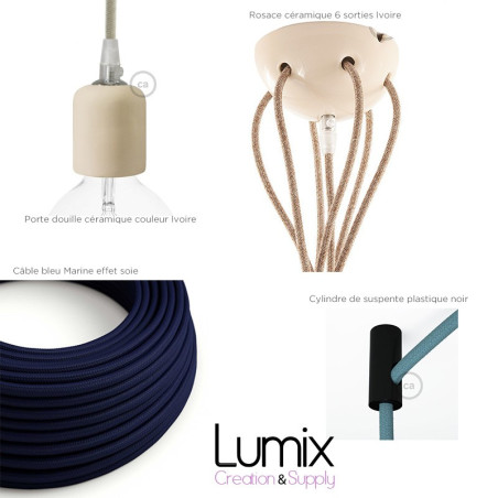 COMMANDE PRIVÉE : Suspension multiple Octopus 6 céramique couleur ivoire