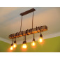 Poutre lumineuse bois de chêne massif 6 lampes douilles porcelaines noires 220V - environ 100 cm de long sur 7 x 7cm Poutre lumineuse bois de chêne massif 6 lampes douilles porcelaines noires 220V - environ 100 cm de long sur 7 x 7cm