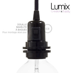 Lampe baladeuse E27 câble textile JAUNE , douille bakélite avec interrupteur intégré