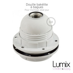 PRIVÉE-PRO- 1 Douille volante E14 bakélite peinte en blanc - cable torsadé blanc