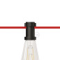 PRIVÉE - 1 câble textile rouge IP65 3G1 + 1 guirlande 15 m avec 8 douilles et 8 ampoules A60 et accessoires PRIVÉE - 1 câble textile rouge IP65 3G1 + 1 guirlande 15 m avec 8 douilles et 8 ampoules A60 et accessoires