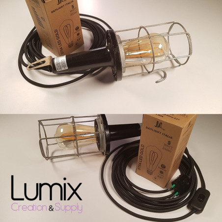 Lampe baladeuse avec cage acier année 1970 remise en conformité