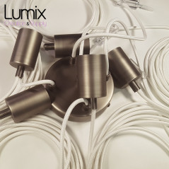Suspension multiple OCTOPUS 5 finition inox satiné - Câble textile souple