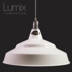 Suspension bistrot aluminium et fer brut XXL 47 cm de diamètre - Blanc émaillé ou couleur Candy® au choix