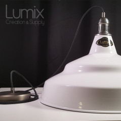Suspension bistrot métal XXL 47 cm de diamètre - Blanc émaillé ou couleur Candy®  au choix