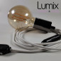 Lampe à suspendre type baladeuse porte-douille métal lisse Perle noire - Câble textile blanc Lampe à suspendre type baladeuse porte-douille métal lisse Perle noire - Câble textile blanc