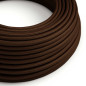 Lampe à suspendre type baladeuse porte-douille métal lisse Perle noire de Tahiti - Câble textile marron.