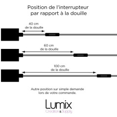 Lampe à suspendre type baladeuse porte-douille métal lisse Perle noire de Tahiti - Câble textile jaune.