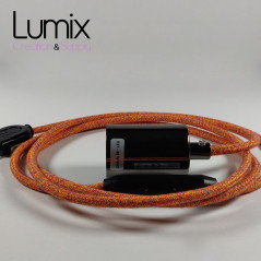 Lampe à suspendre type baladeuse porte-douille métal lisse Perle noire de Tahiti - Câble textile indian.