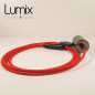 Lampe à suspendre type baladeuse porte-douille métal lisse Perle noire de Tahiti - Câble textile rouge. Lampe à suspendre type baladeuse porte-douille métal lisse Perle noire de Tahiti - Câble textile rouge.